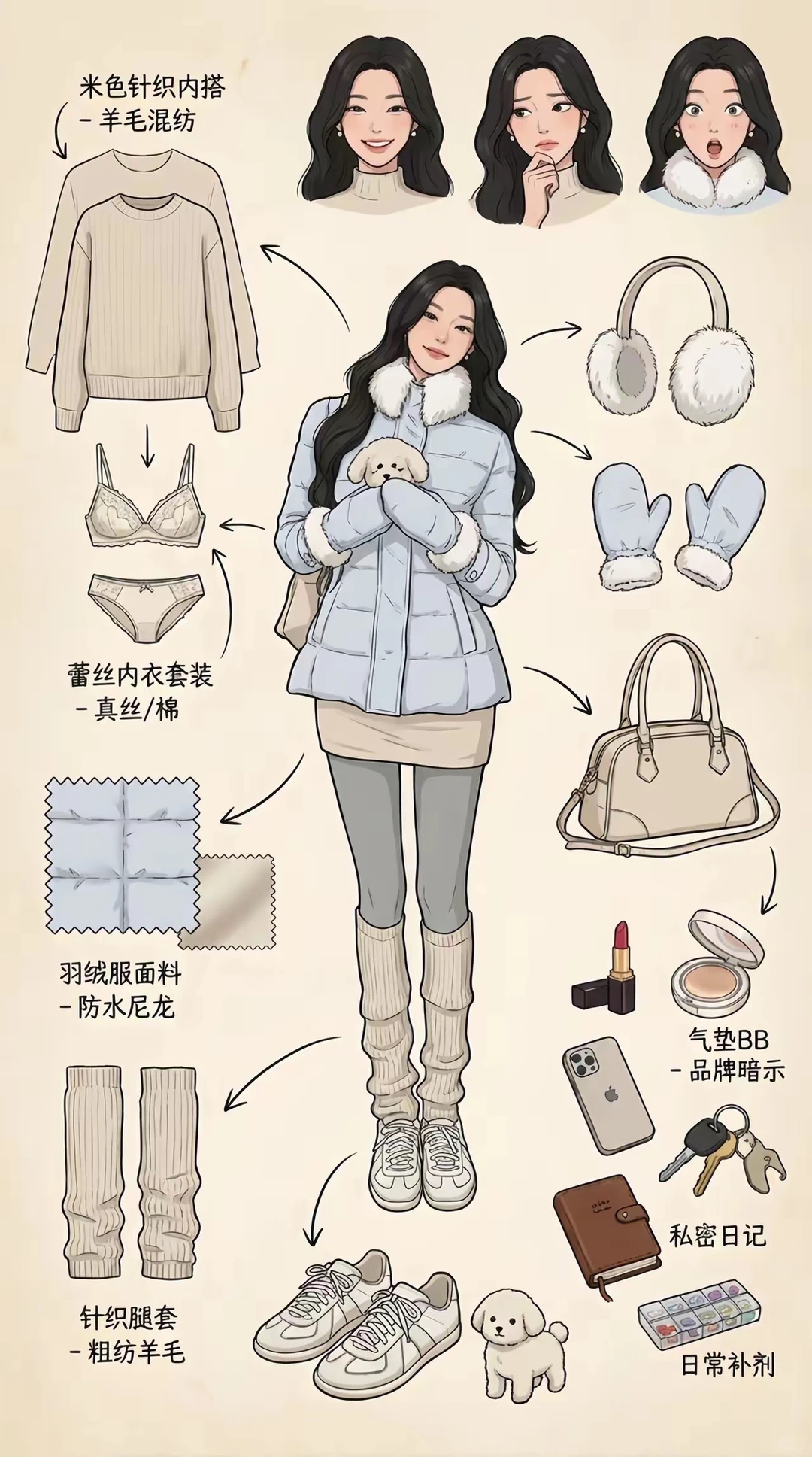 甜系的内搭套装，太会了吧～