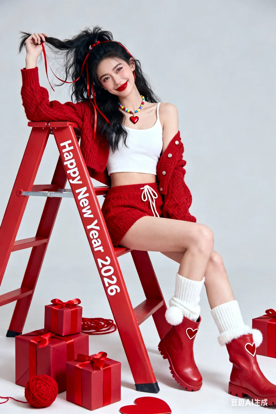 Ai写真●0元获得 2026新年红梯节节高写真！