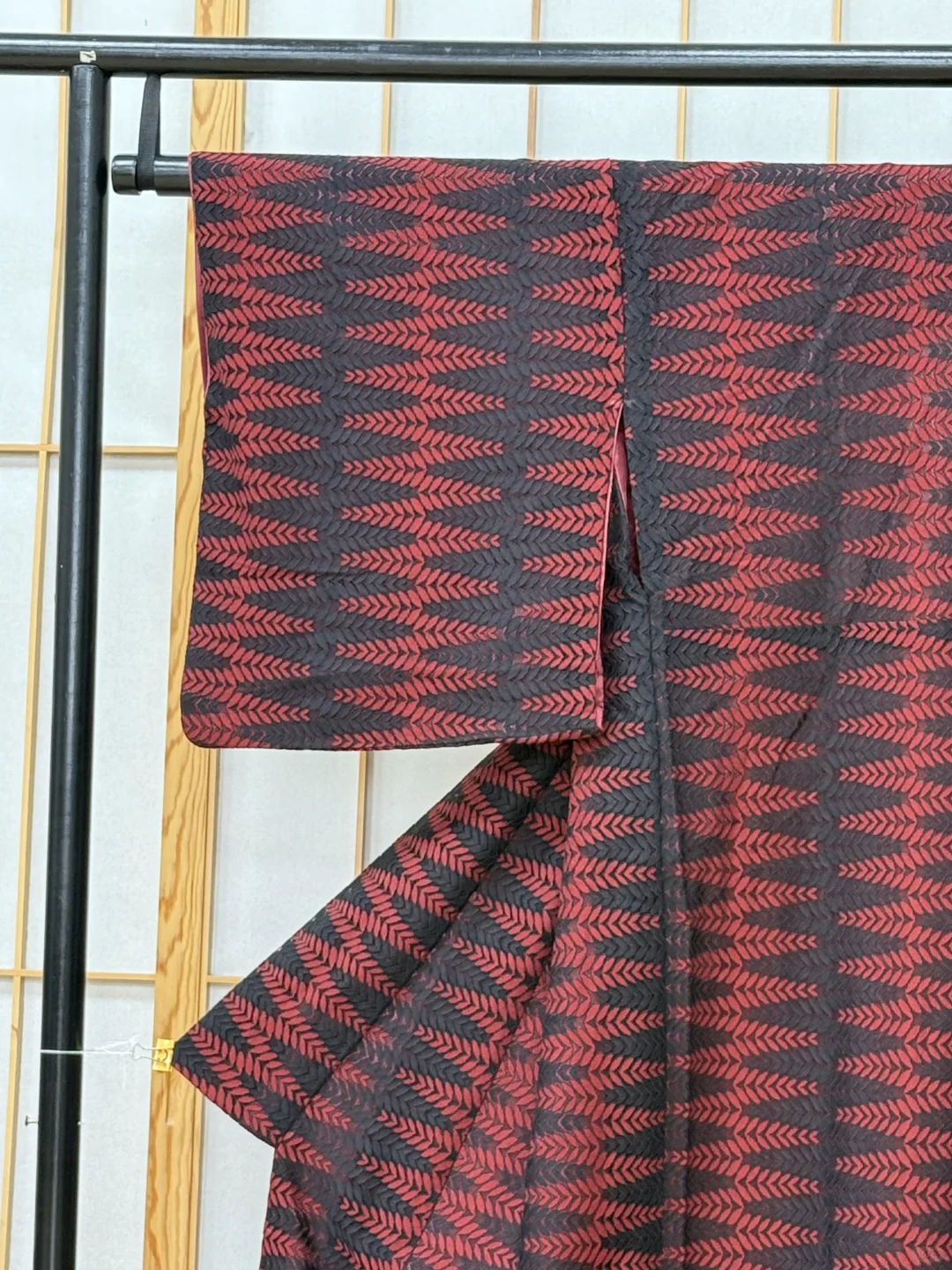 【现货】 红黑叶纹 蕾丝袷小纹和服
