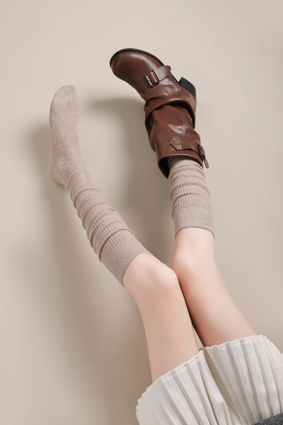 羊毛过膝长筒袜