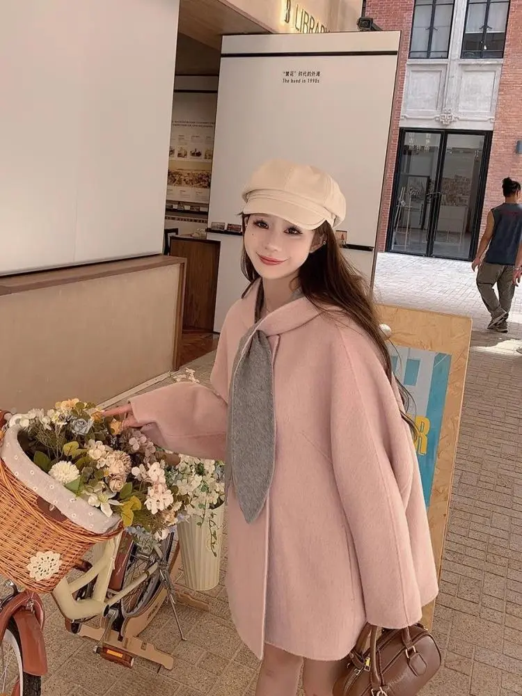 💖秋冬新款千金外穿呢子大衣女法式宽松
