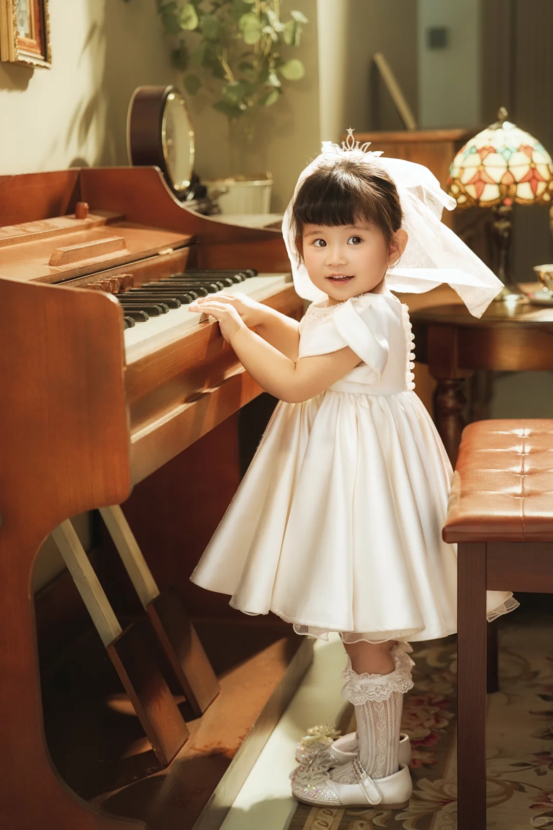 复古小婚纱💫女儿的法式复古写真太有氛围了