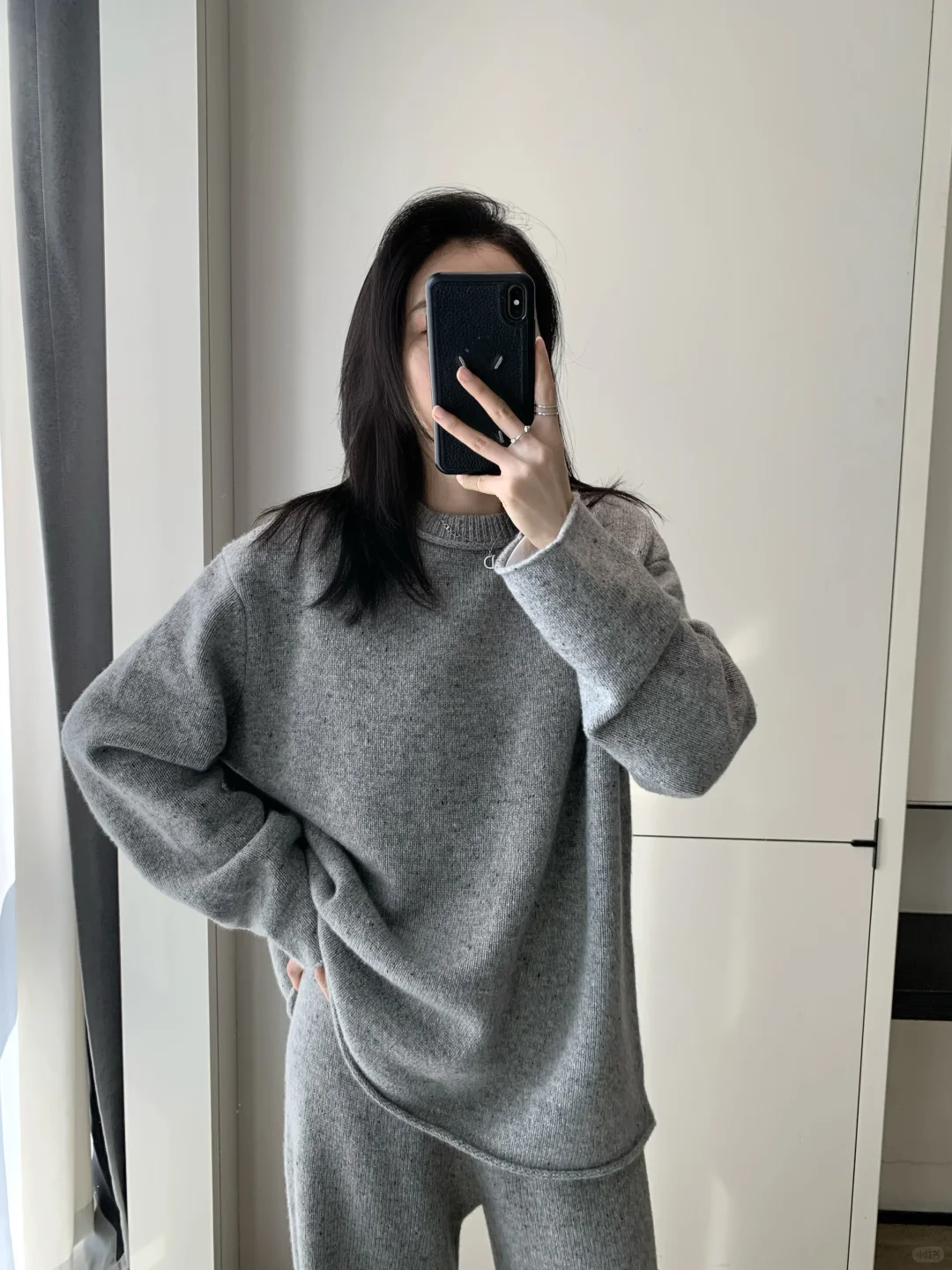 好慵懒的一套毛衣套装