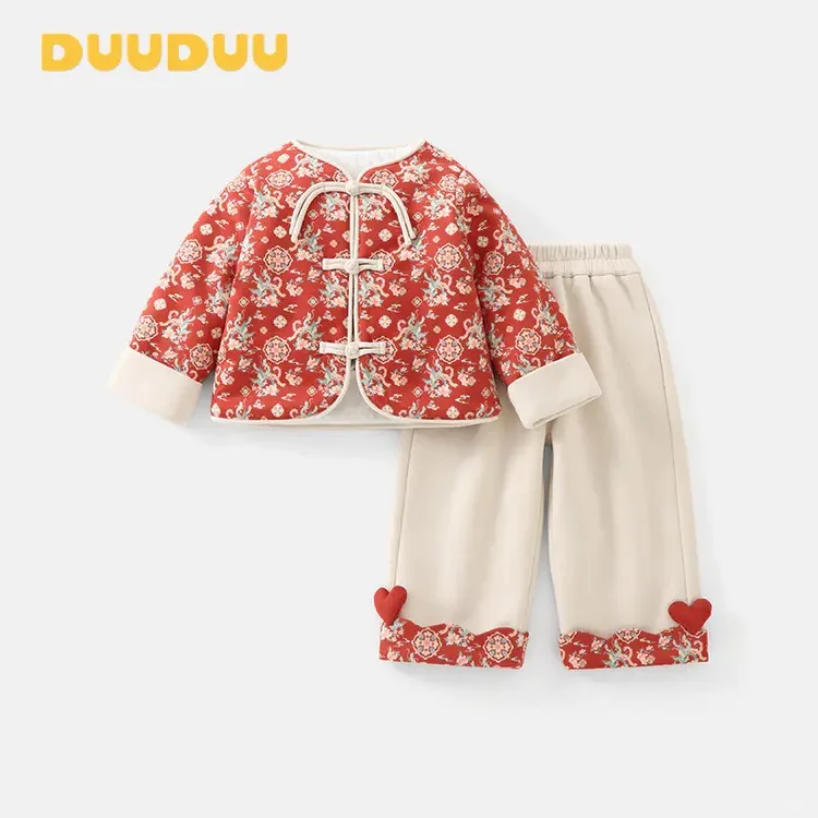 女童冬装爆款，一岁女宝夹棉分体套装🔥