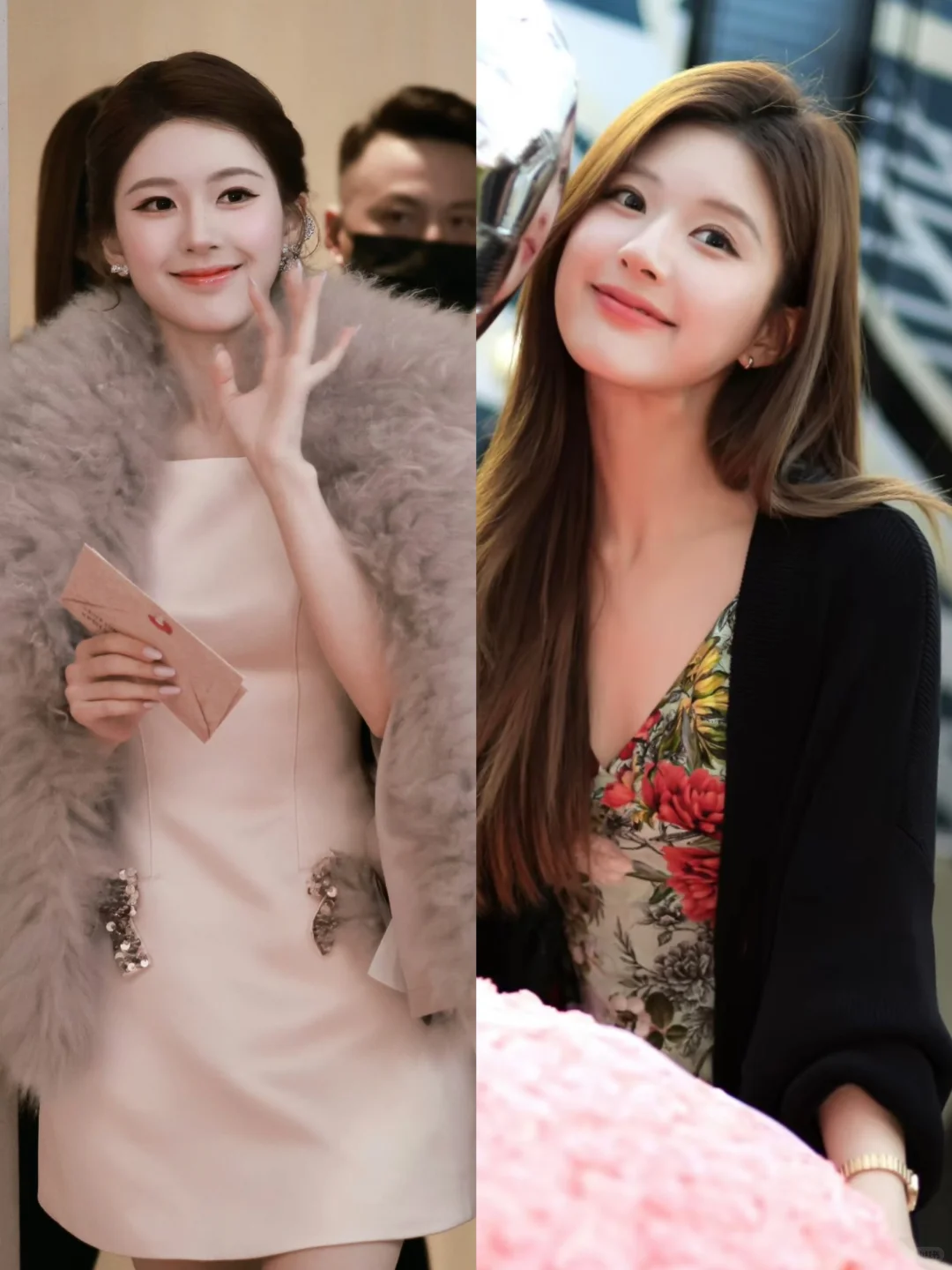 赵露思生图无惧顶光，盘发粉吊带千金感十足