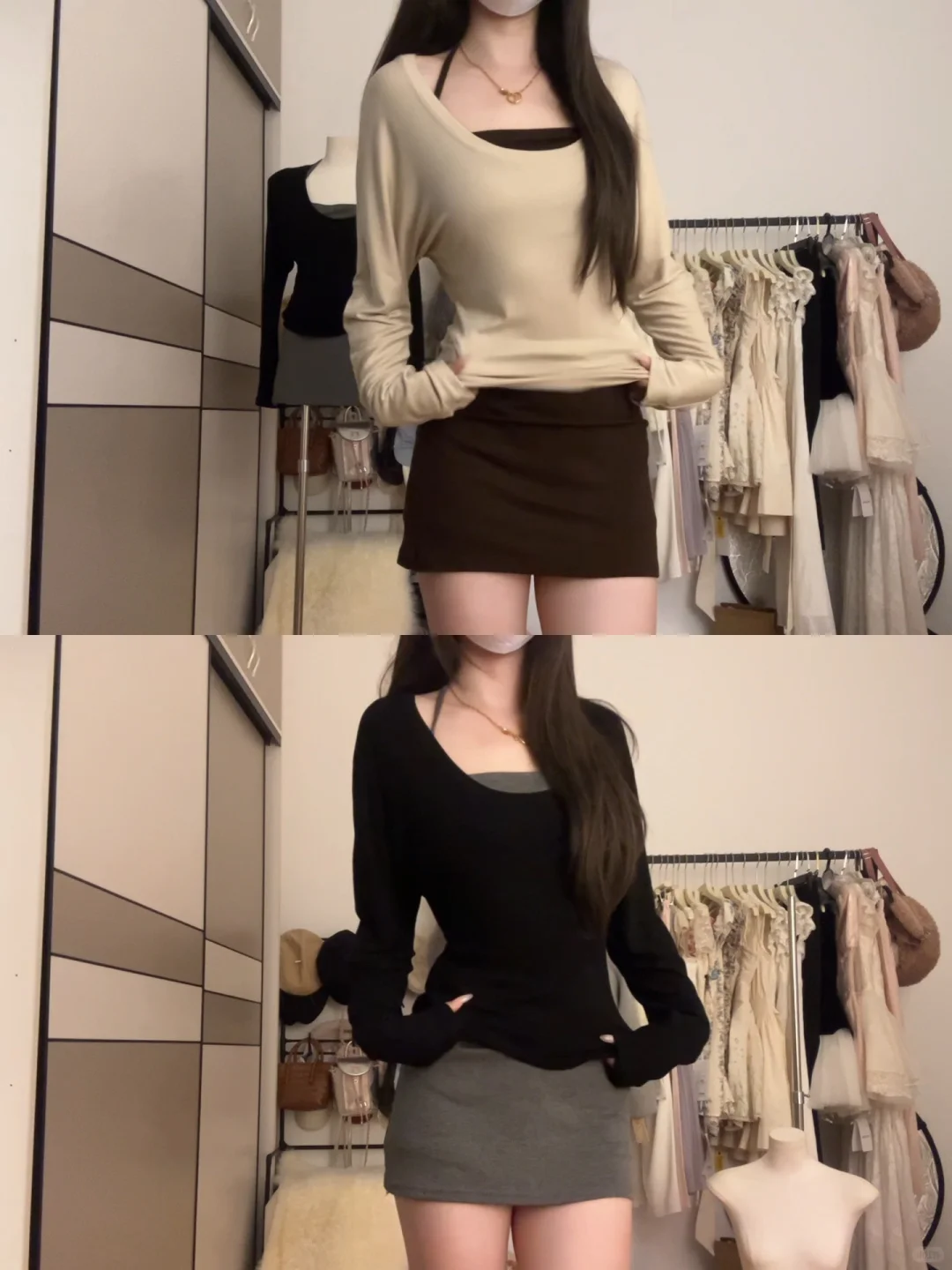 我的早秋穿搭~天丝罩衫➕包臀裙~两色现现