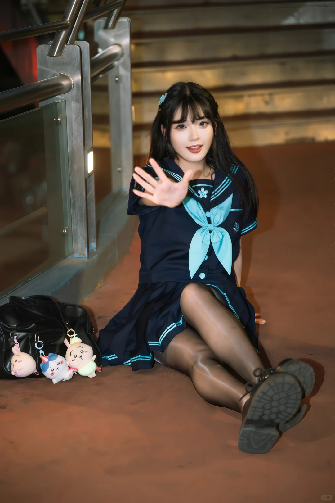 🌉JK水手服夜拍天桥｜出片全攻略