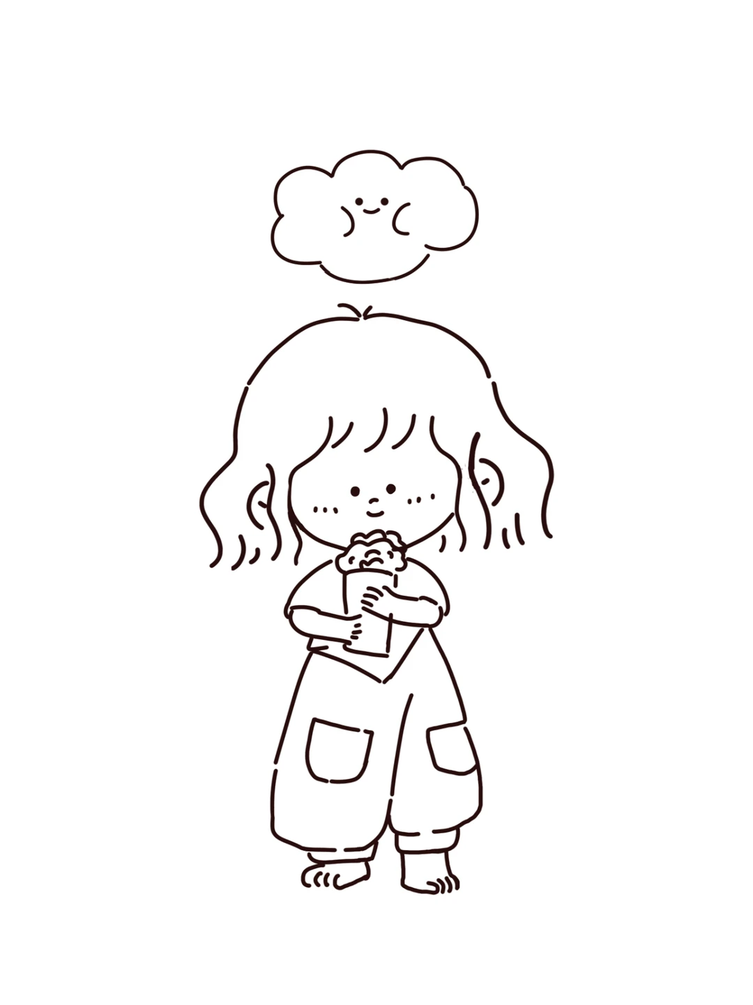 线条风全身-小女孩