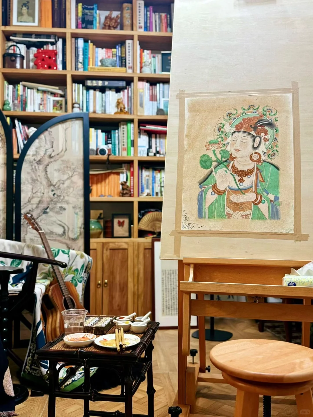 过程图：静心的脸极美/观音-敦煌壁画纸本