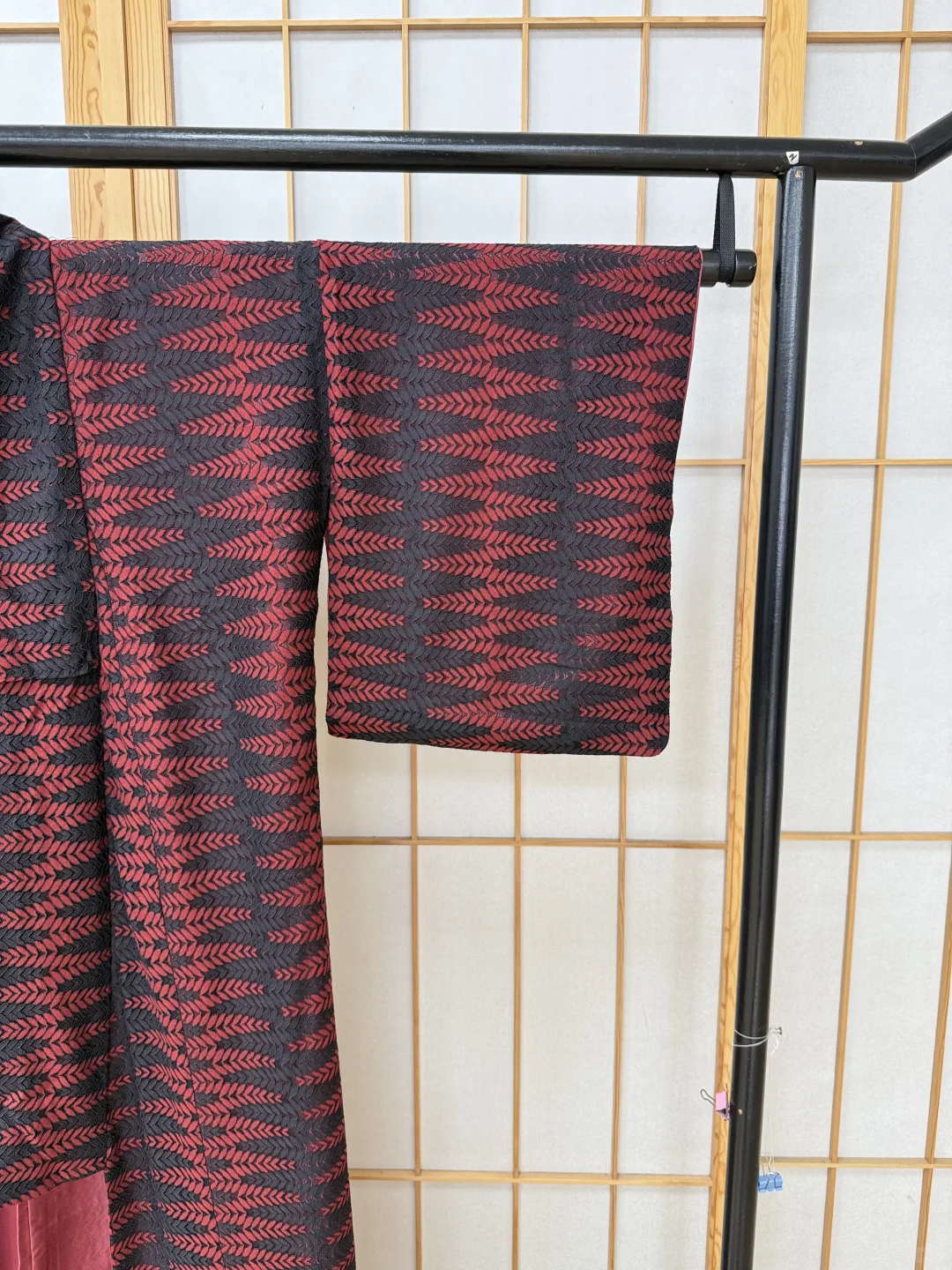 【现货】 红黑叶纹 蕾丝袷小纹和服