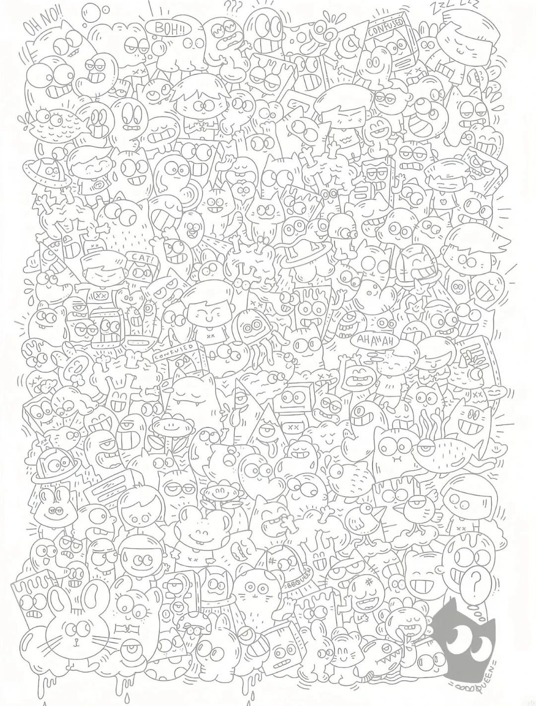 摸鱼必备线条画，开整（存图)，下方⬇️文件自取