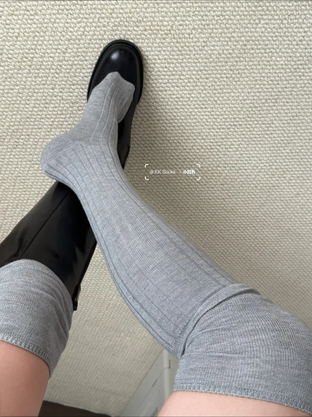 高级灰过膝堆堆袜！搭长筒靴绝绝子！！