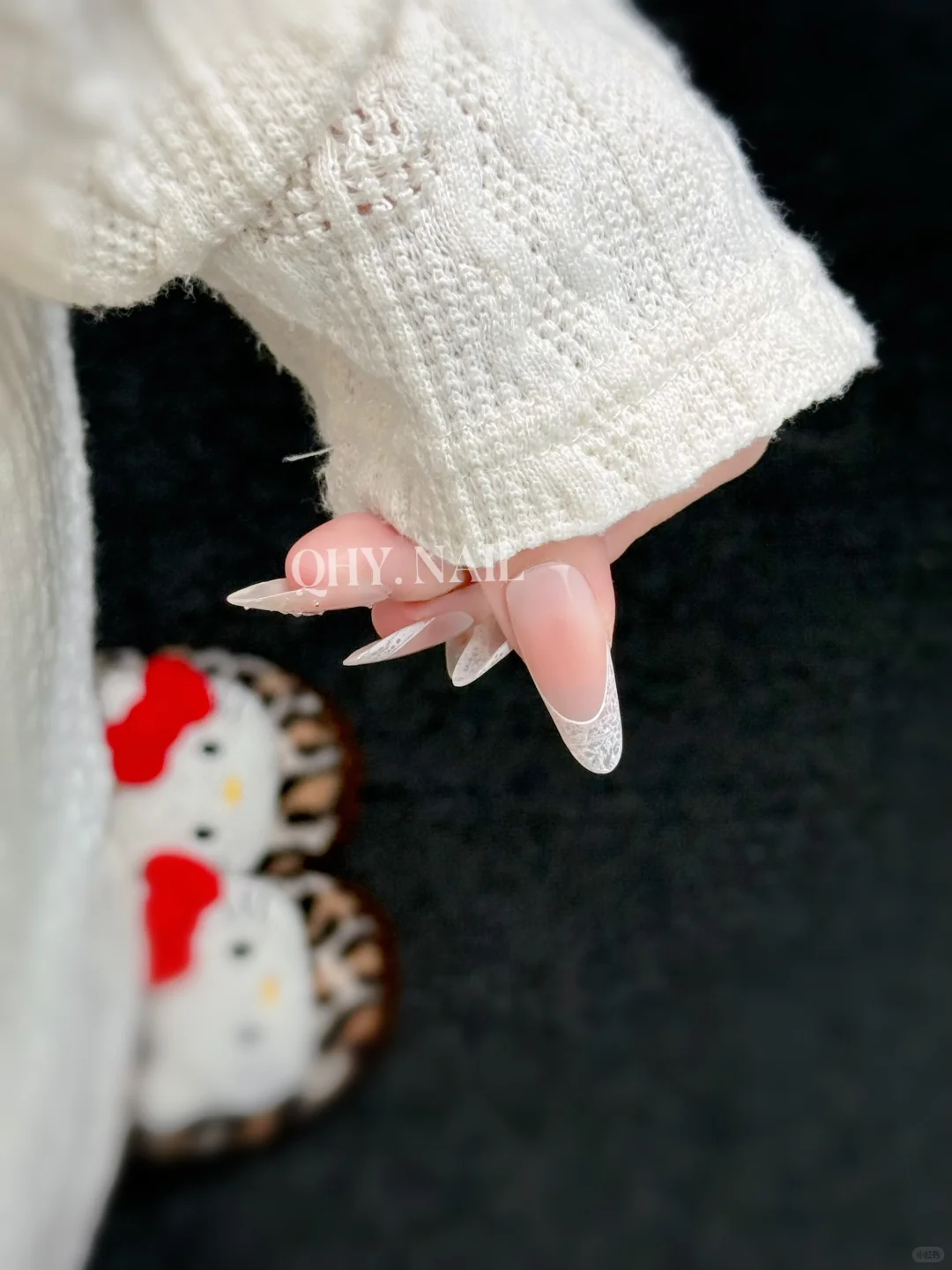 温柔通勤|晕染蕾丝雪花裸粉美甲