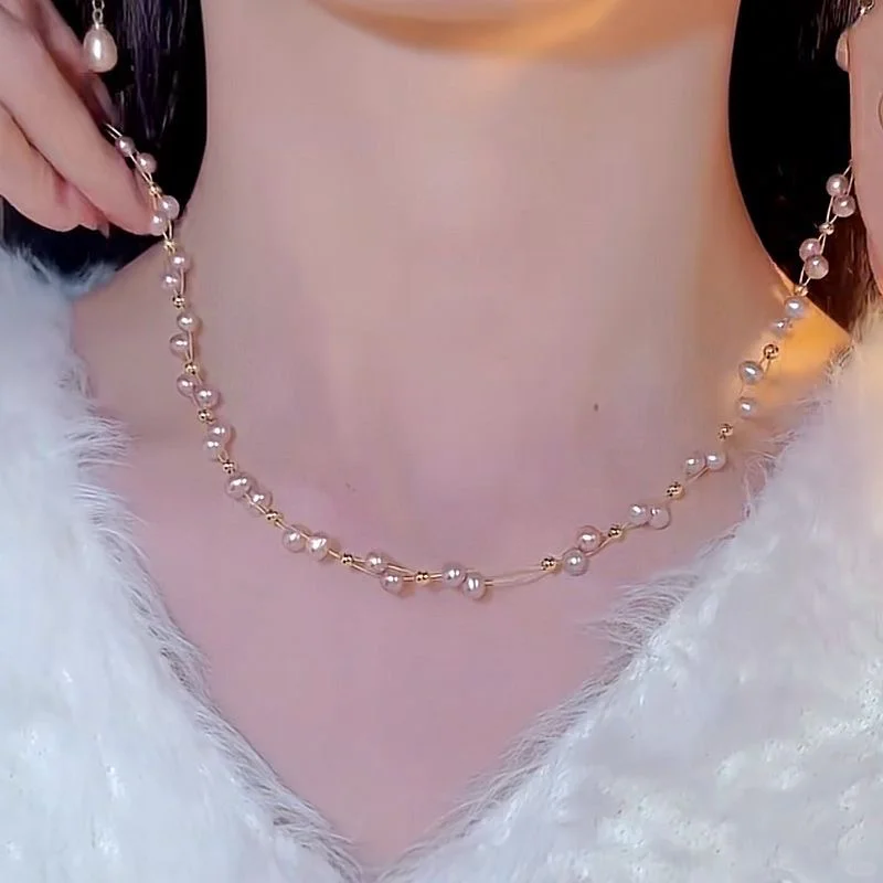 真的会被珍珠项链闪到‼️