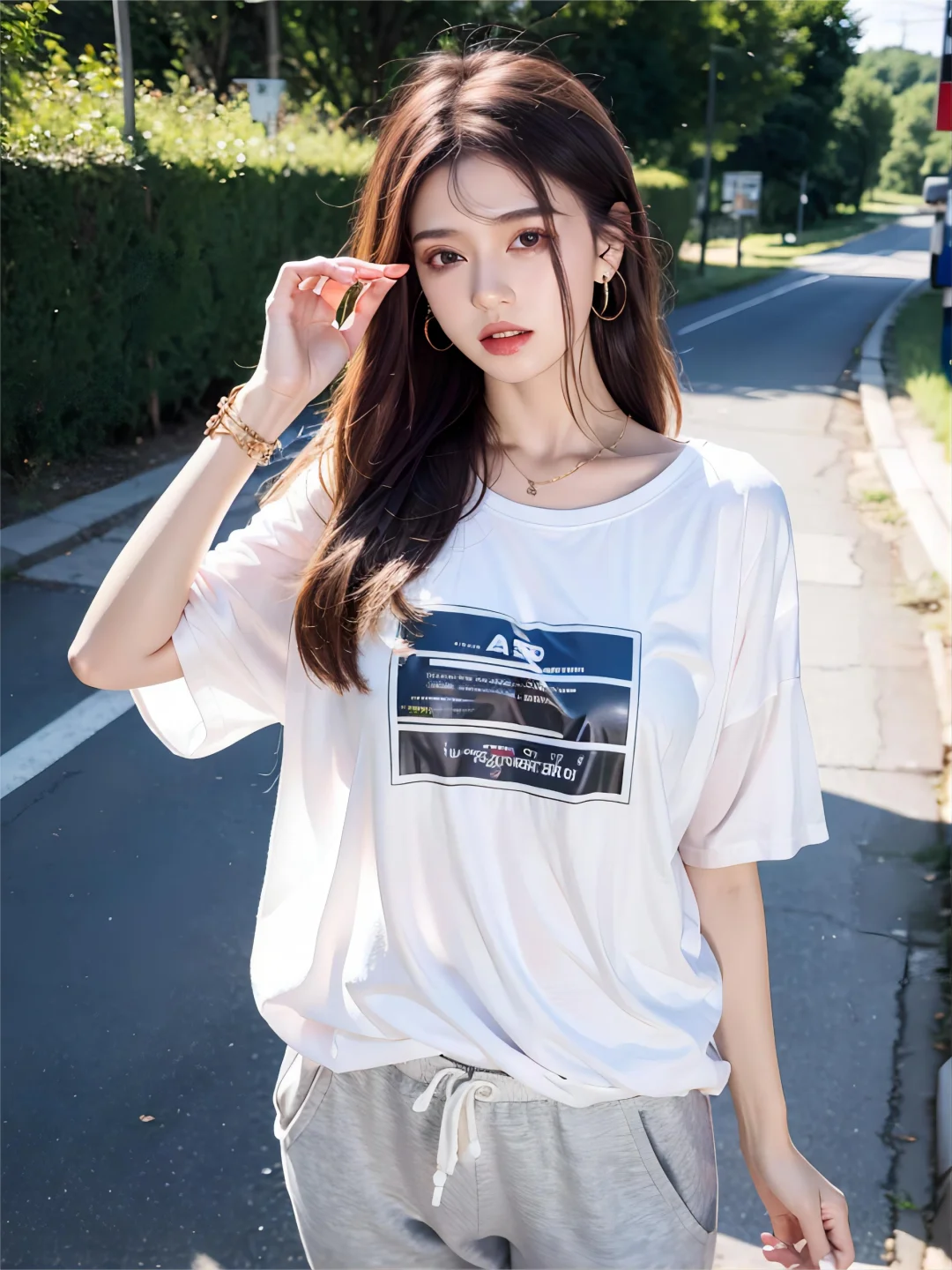 AI 绘画 宽松显瘦，休闲运动