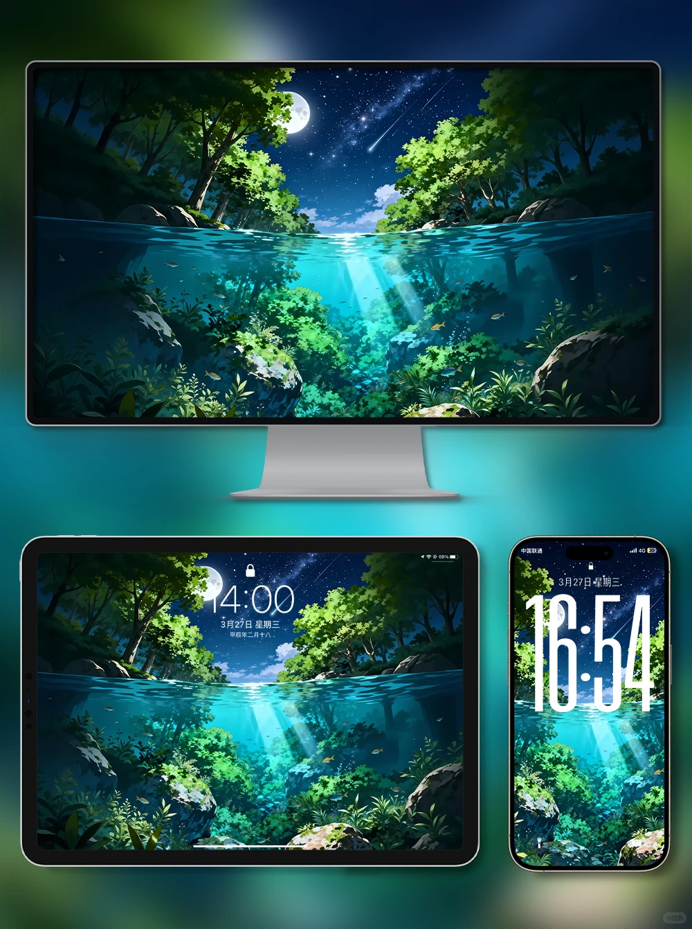 X510-森林水面|iPad壁纸|电脑|手机壁纸 4k