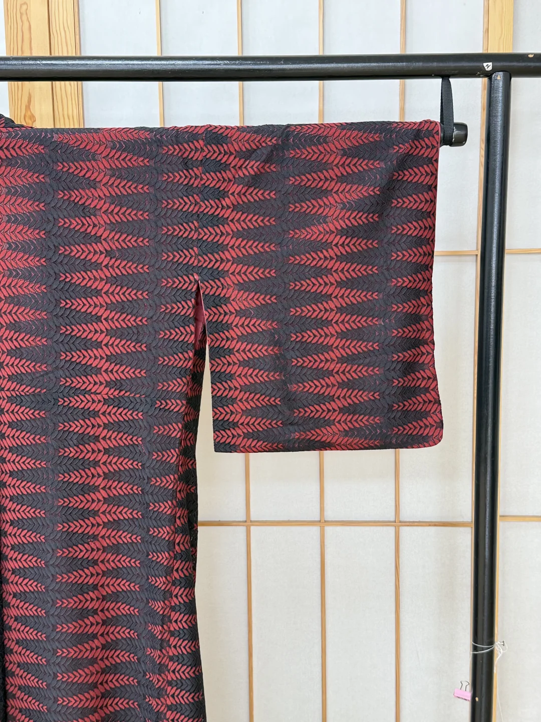 【现货】 红黑叶纹 蕾丝袷小纹和服