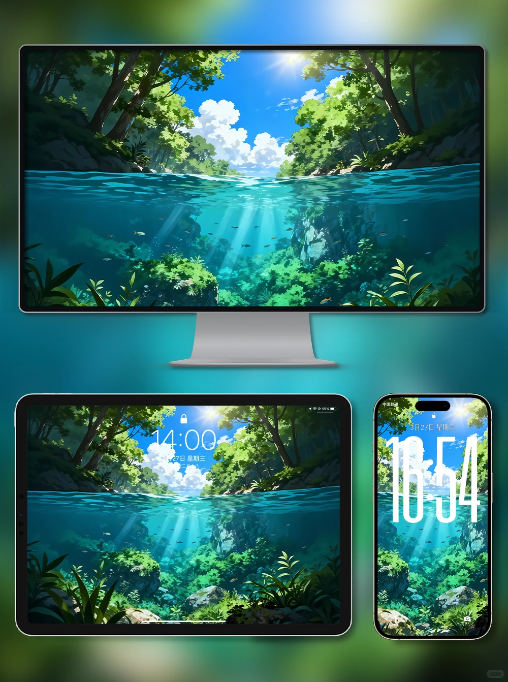 X510-森林水面|iPad壁纸|电脑|手机壁纸 4k