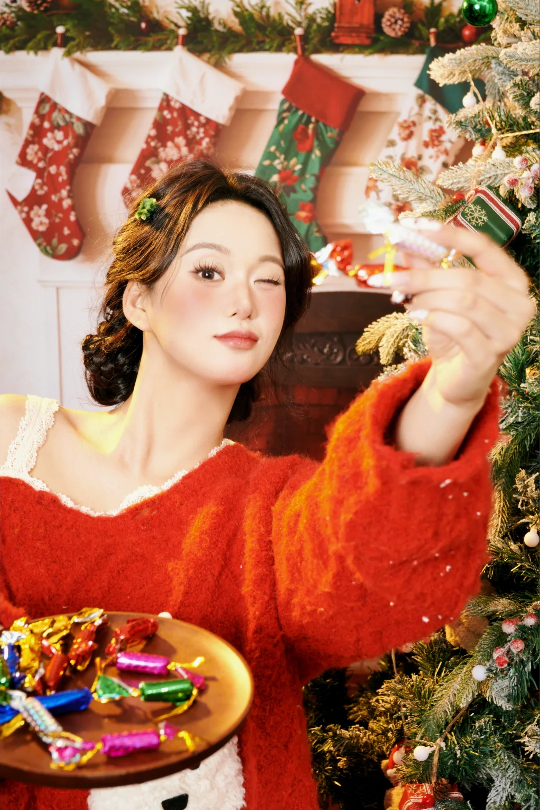 互勉模特圣诞写真返图