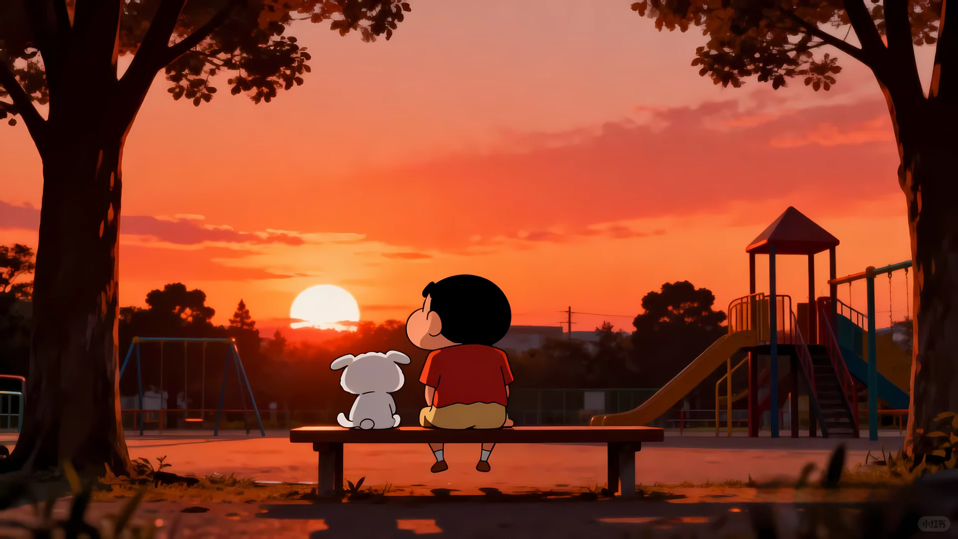 壁纸分享 |和修狗一起看日落🌄