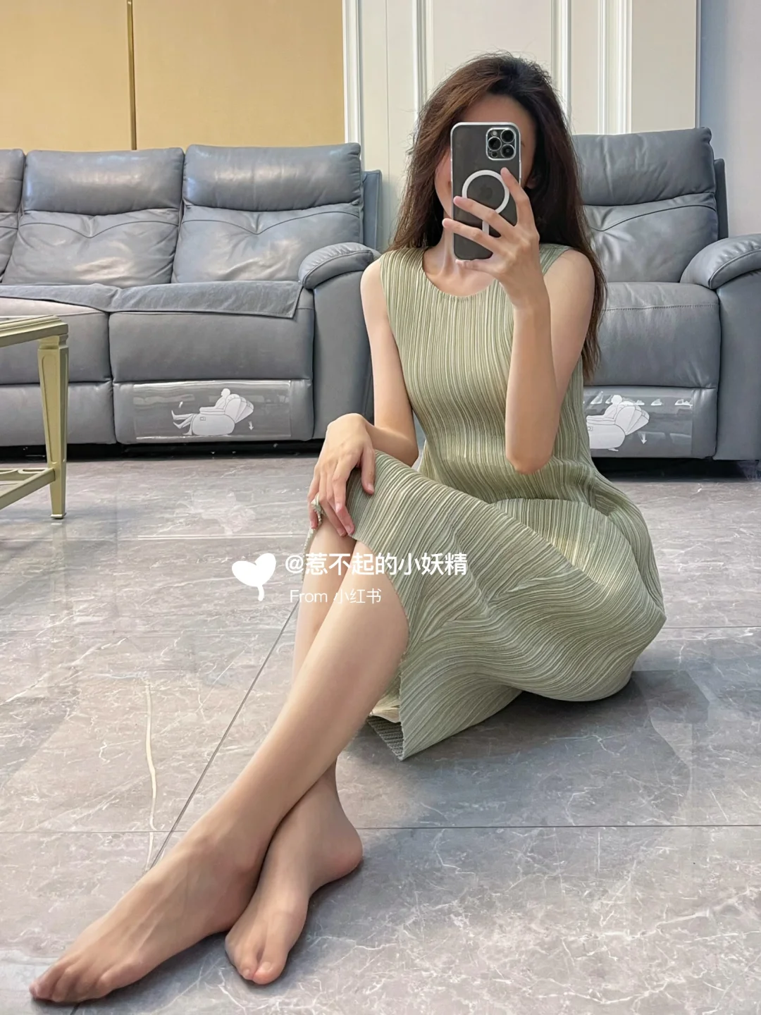 敲温柔的一条裙子绿色好好看~