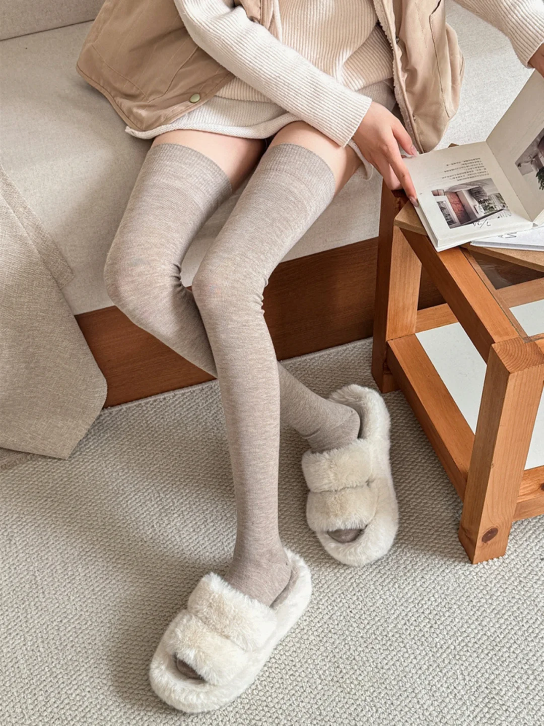 蚕丝羊毛过膝袜～
