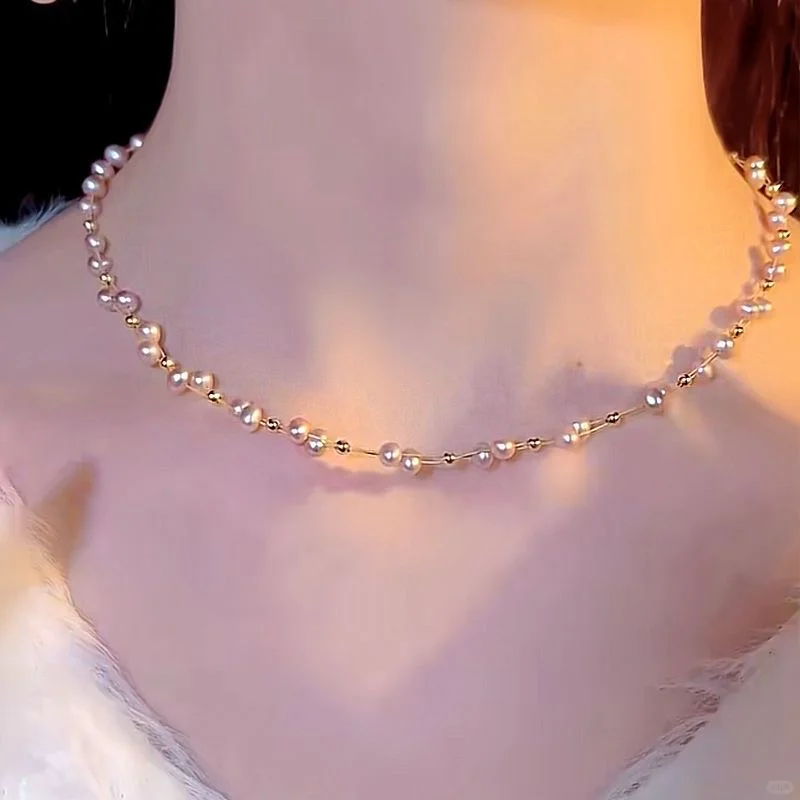 真的会被珍珠项链闪到‼️