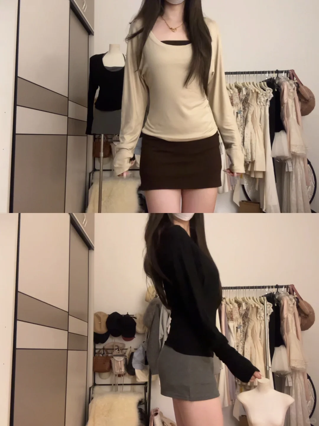 我的早秋穿搭~天丝罩衫➕包臀裙~两色现现