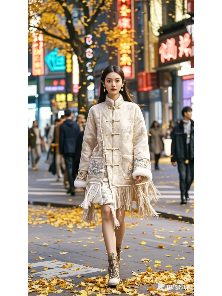 秋风中的温柔邂逅，国风外套下的浪漫情怀