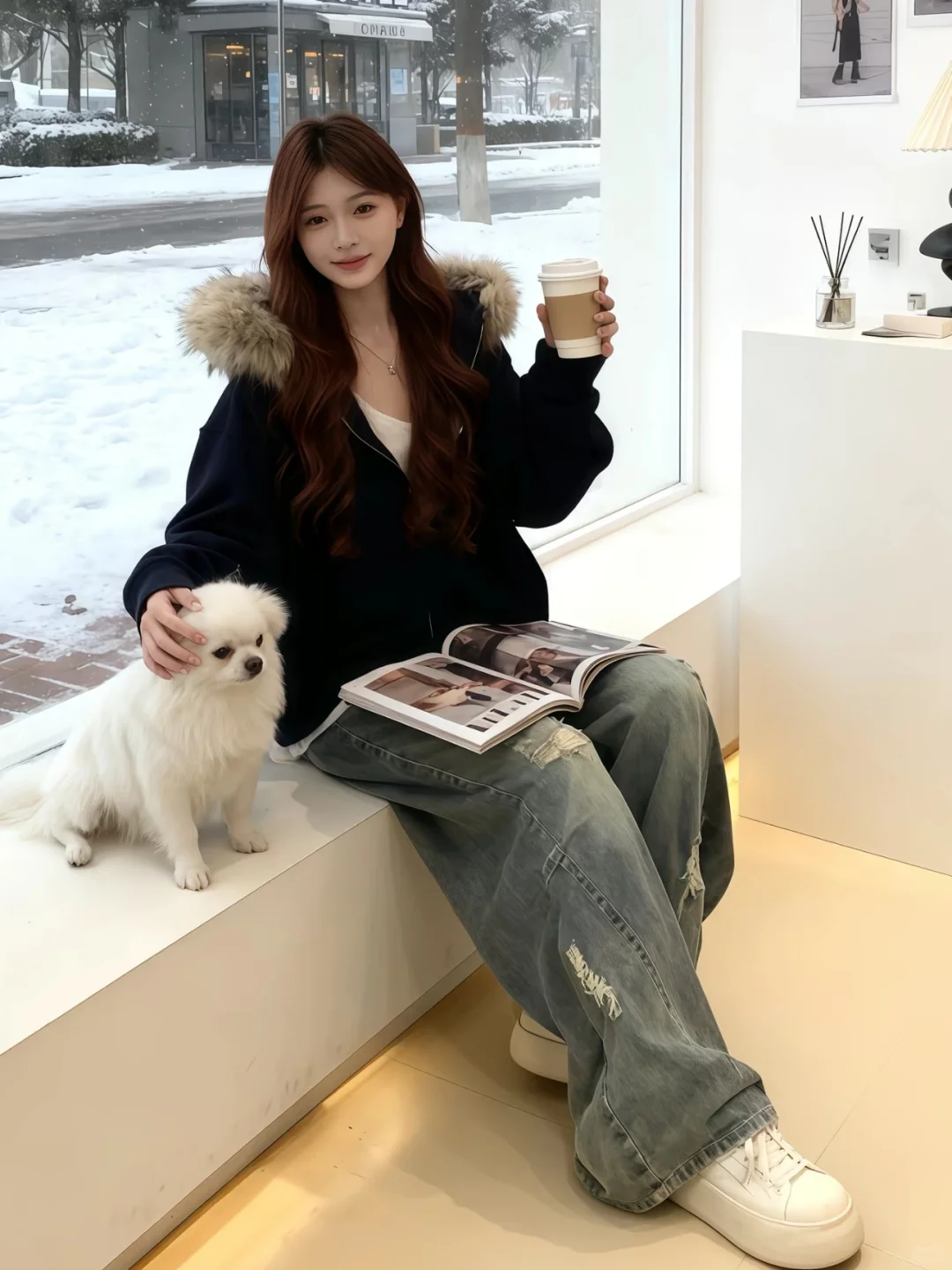 毛领卫衣外套把保暖 + 百搭 + 情侣款