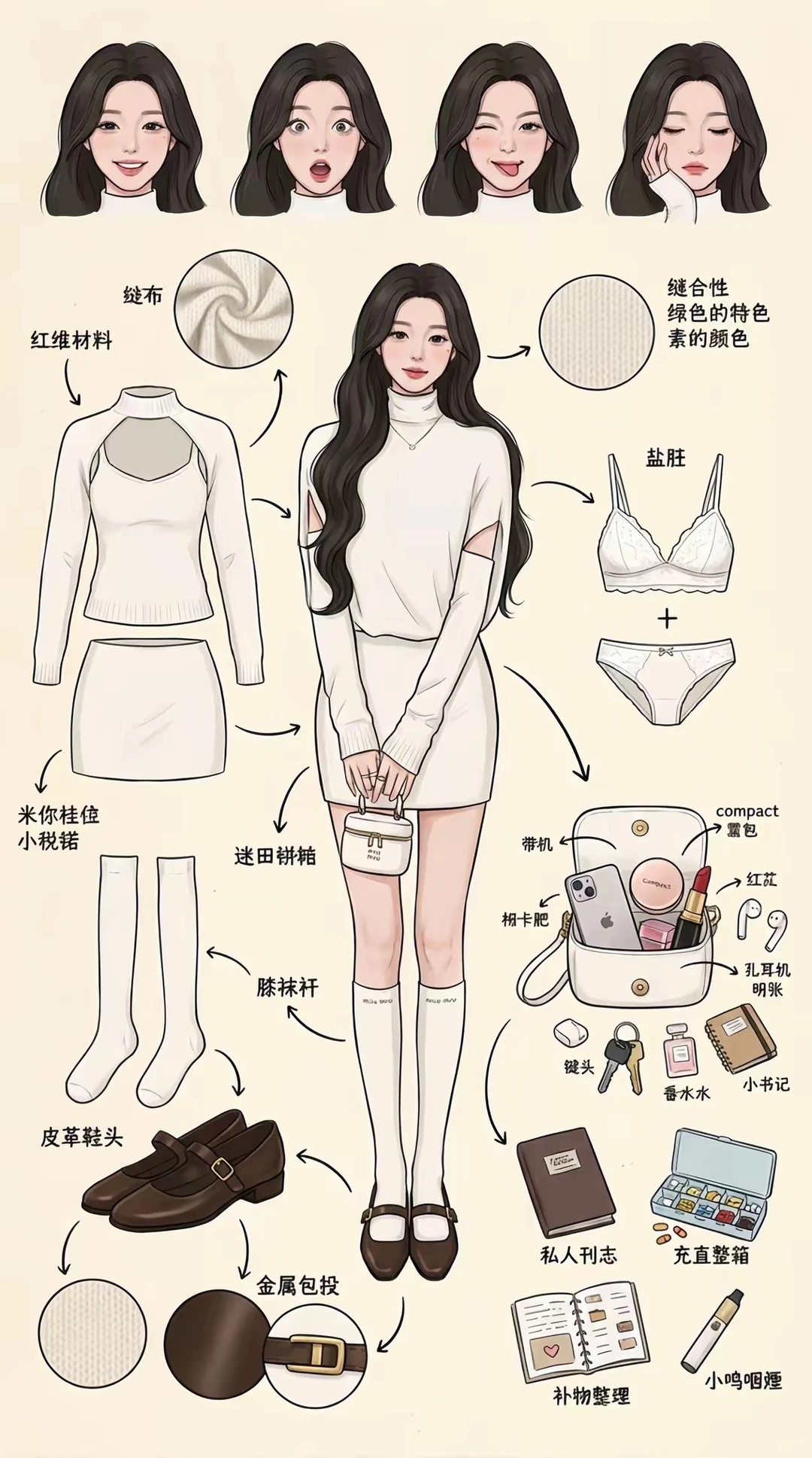 甜系的内搭套装，太会了吧～