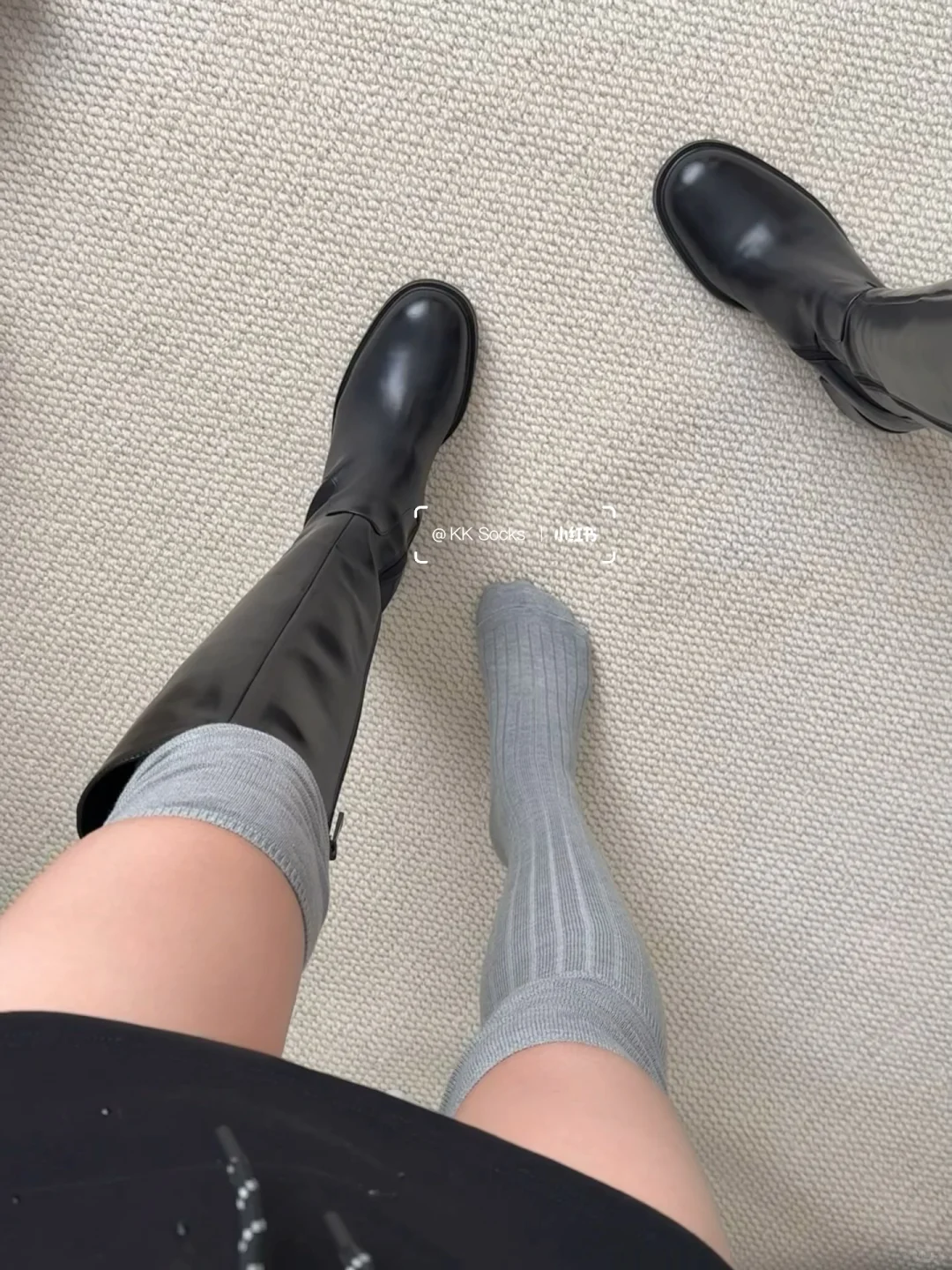 高级灰过膝堆堆袜！搭长筒靴绝绝子！！