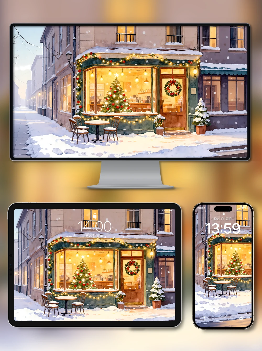 X509-圣诞街角|iPad壁纸|电脑|手机壁纸 4k