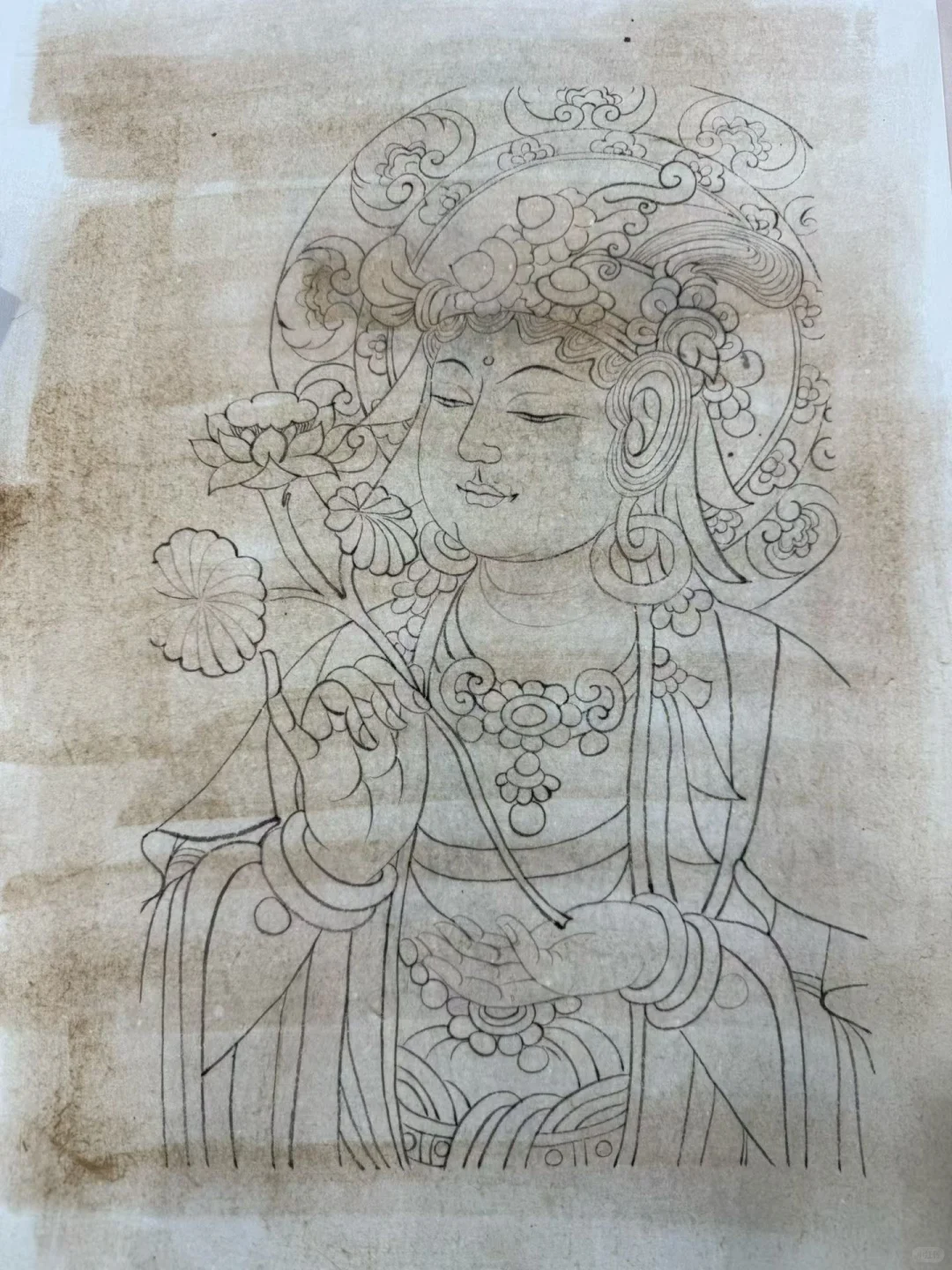 过程图：静心的脸极美/观音-敦煌壁画纸本