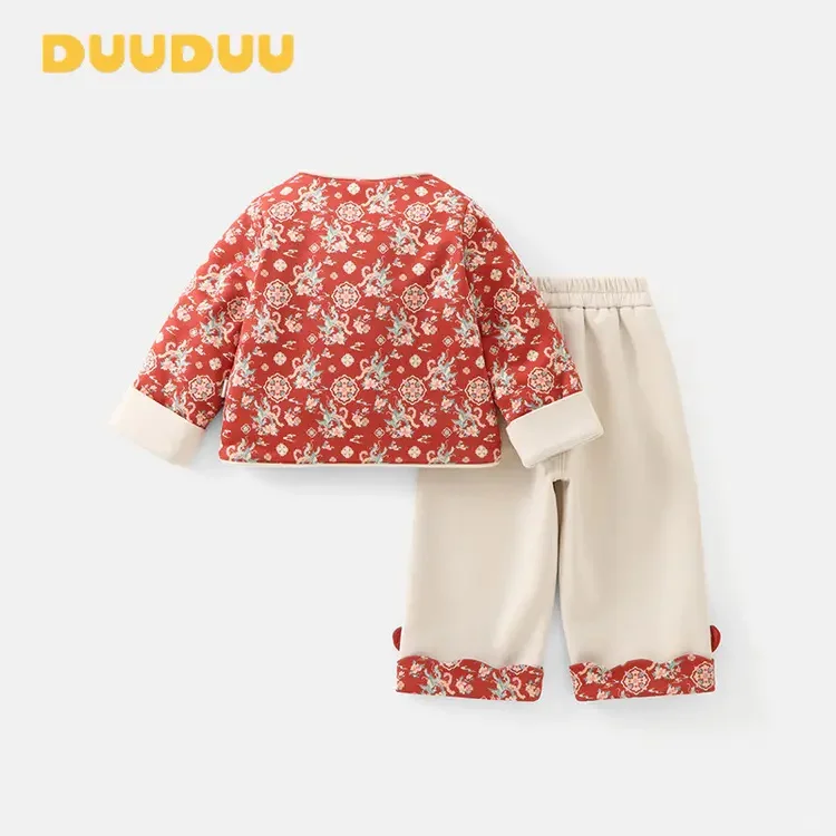 女童冬装爆款，一岁女宝夹棉分体套装🔥