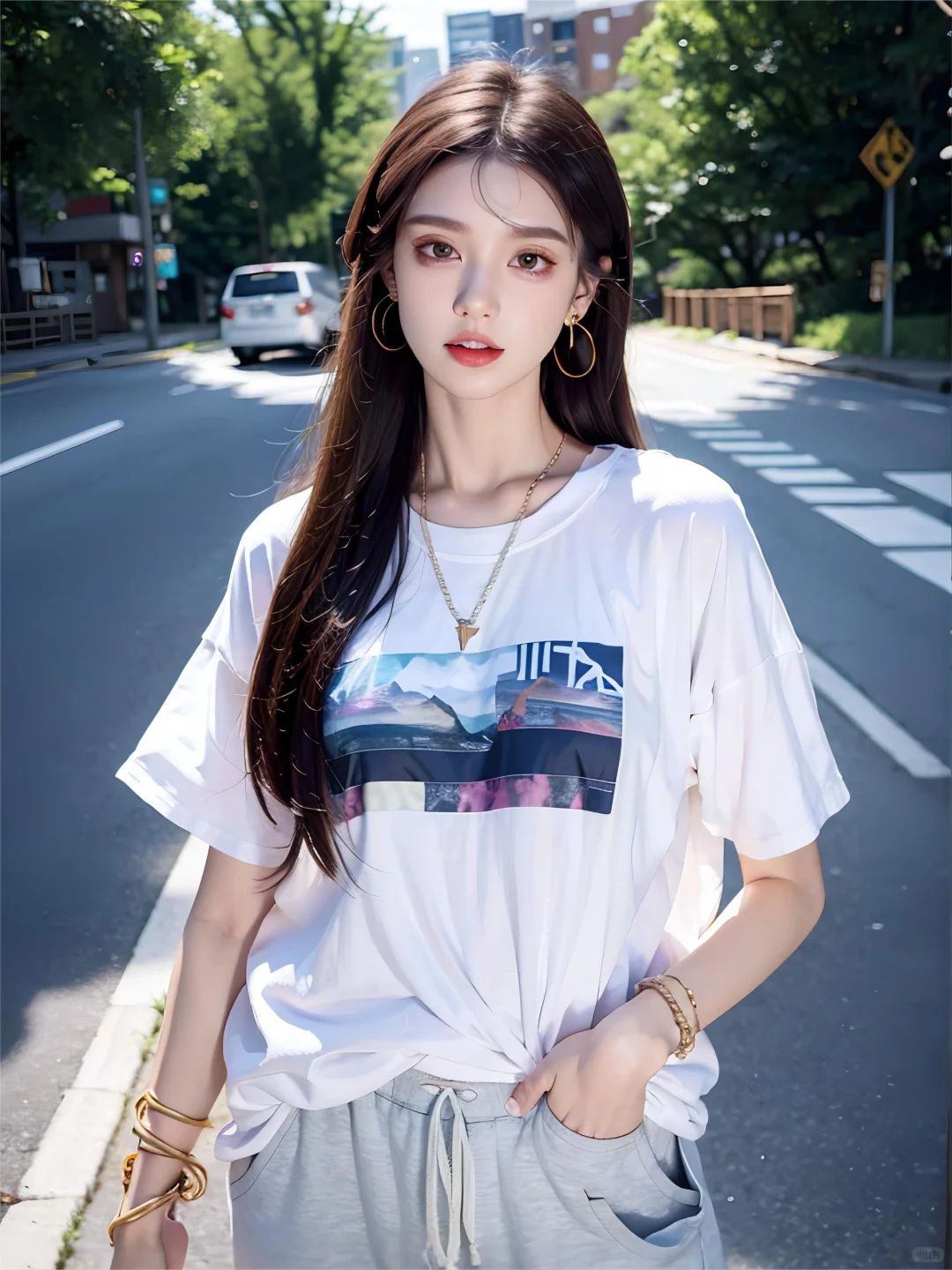 AI 绘画 宽松显瘦，休闲运动