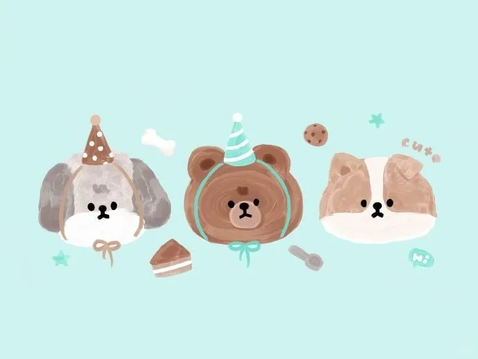 壁纸分享，薄荷绿ins风小熊