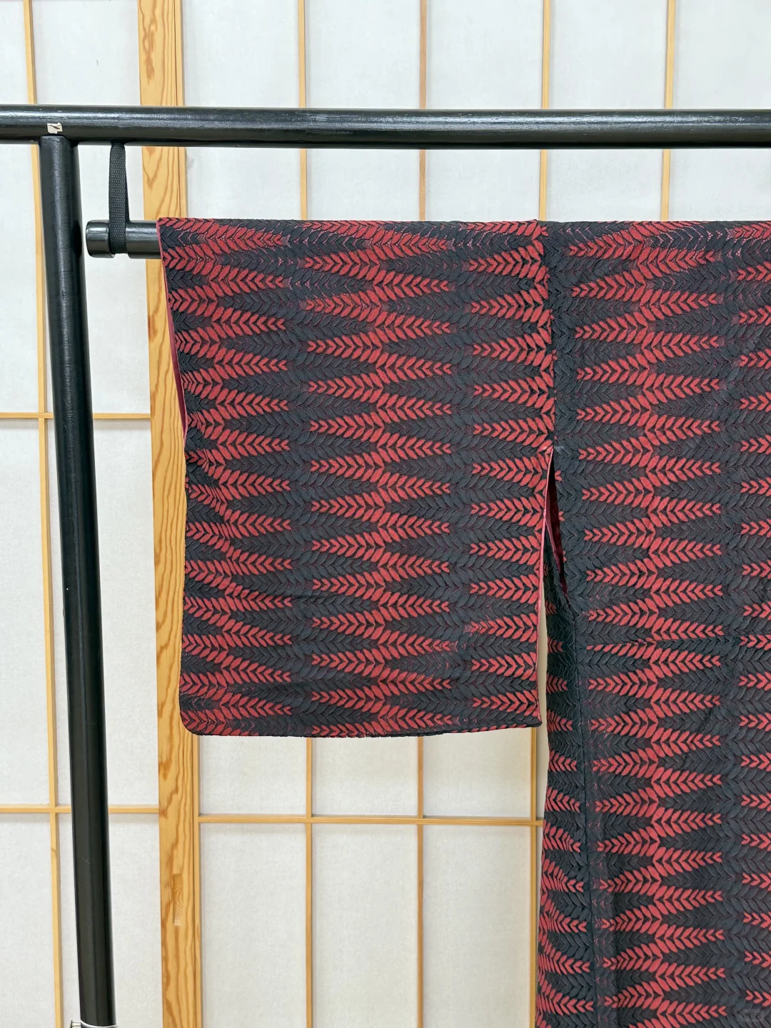 【现货】 红黑叶纹 蕾丝袷小纹和服