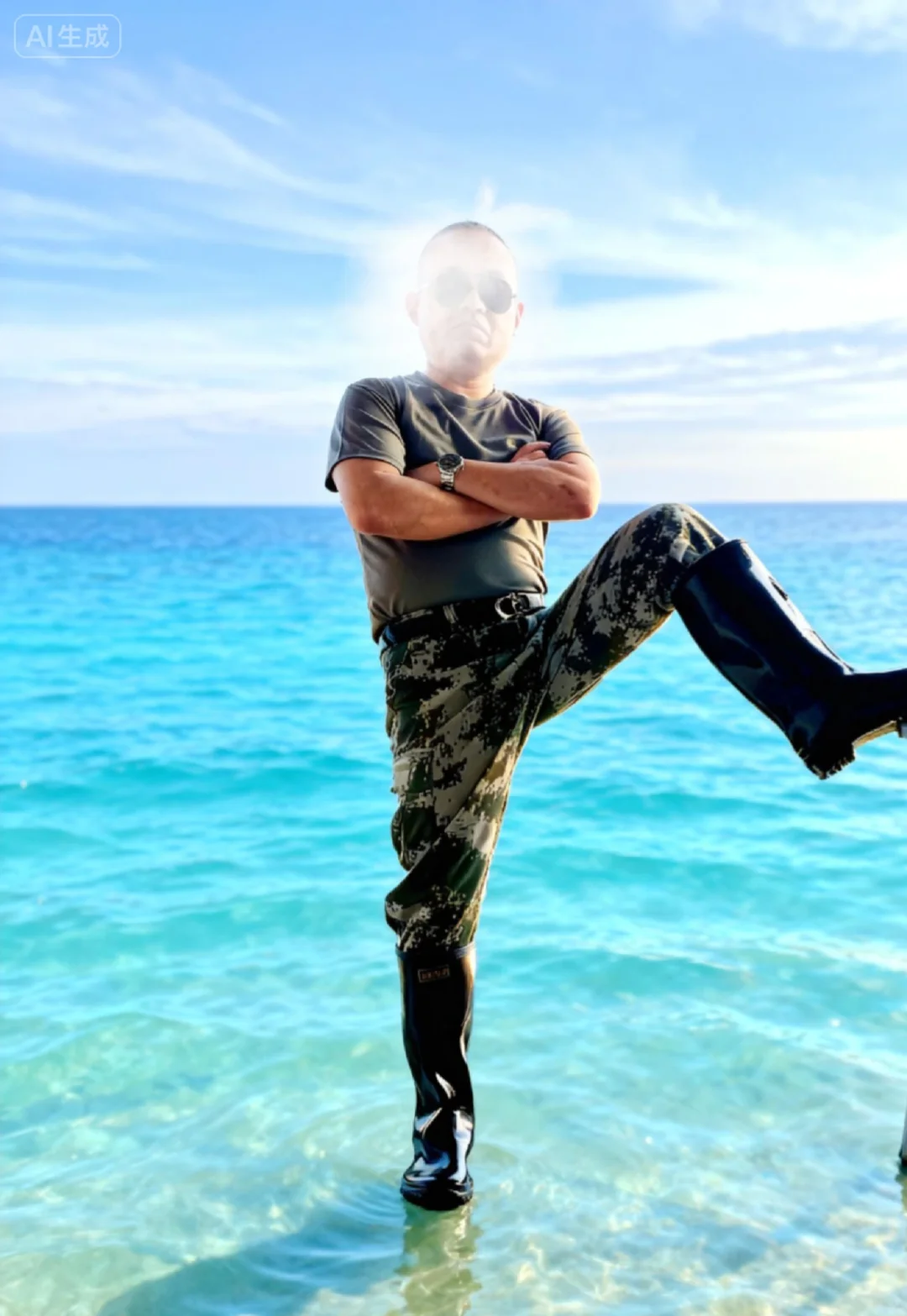 去海边首选穿雨靴……不尴尬