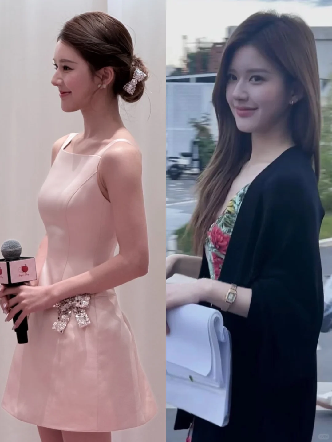 赵露思生图无惧顶光，盘发粉吊带千金感十足