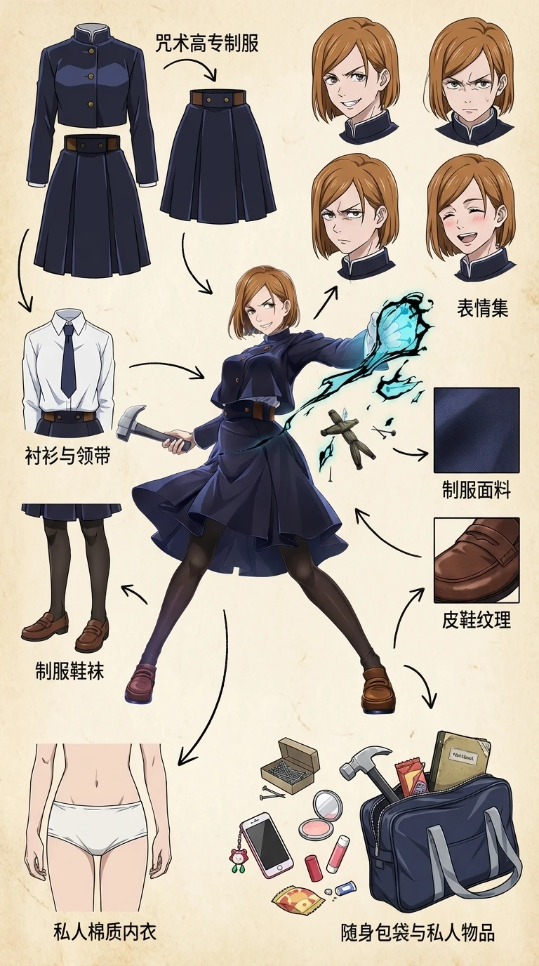 NanoBanana像素级拆解穿搭-咒术回战