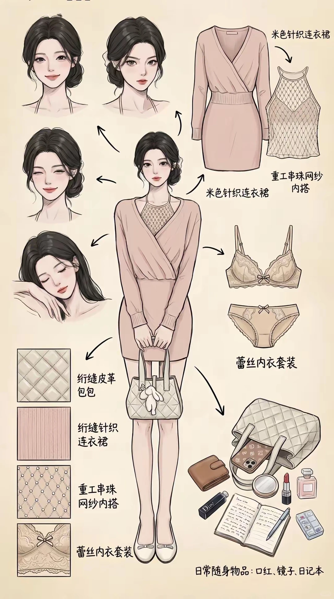 甜系的内搭套装，太会了吧～