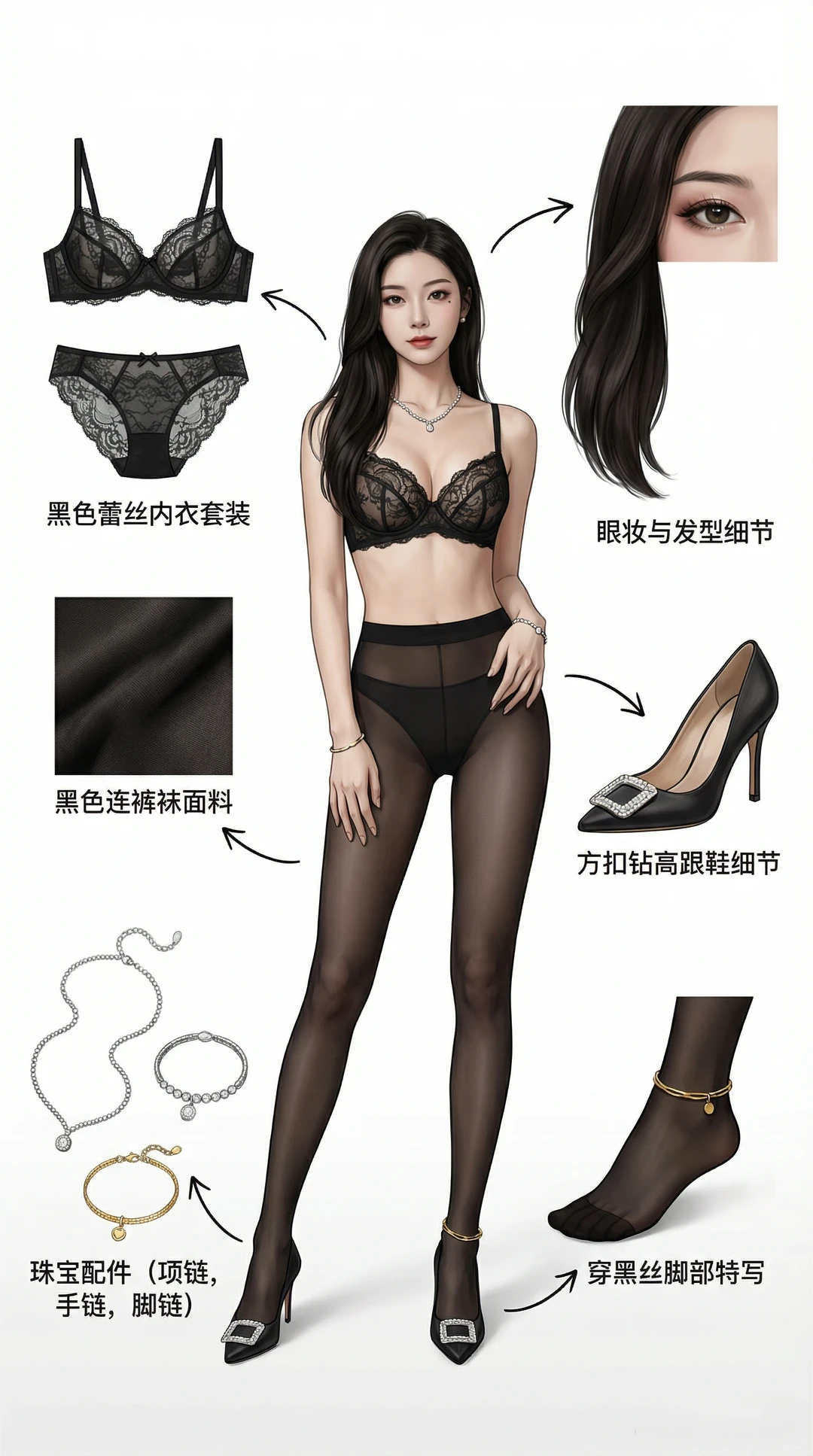 白丝+高跟鞋：气质优雅的高级感穿搭