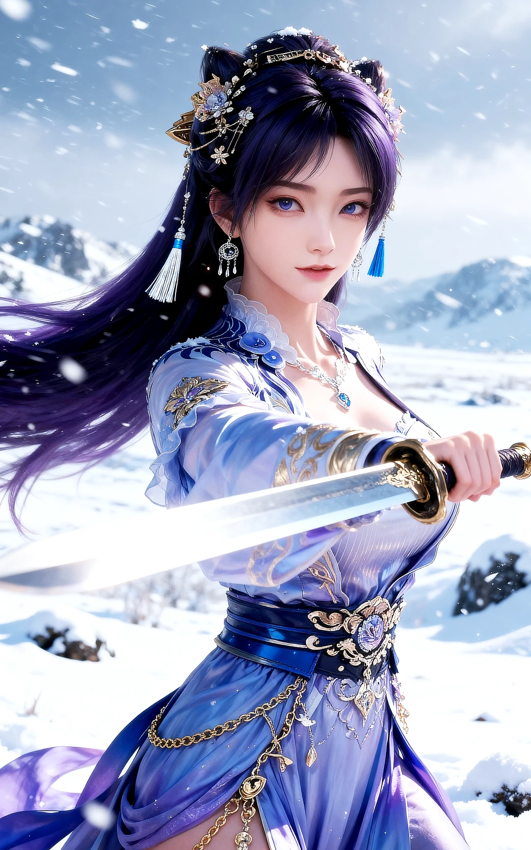 国漫女神｜姬紫月遮天手机AI二次元动漫壁纸