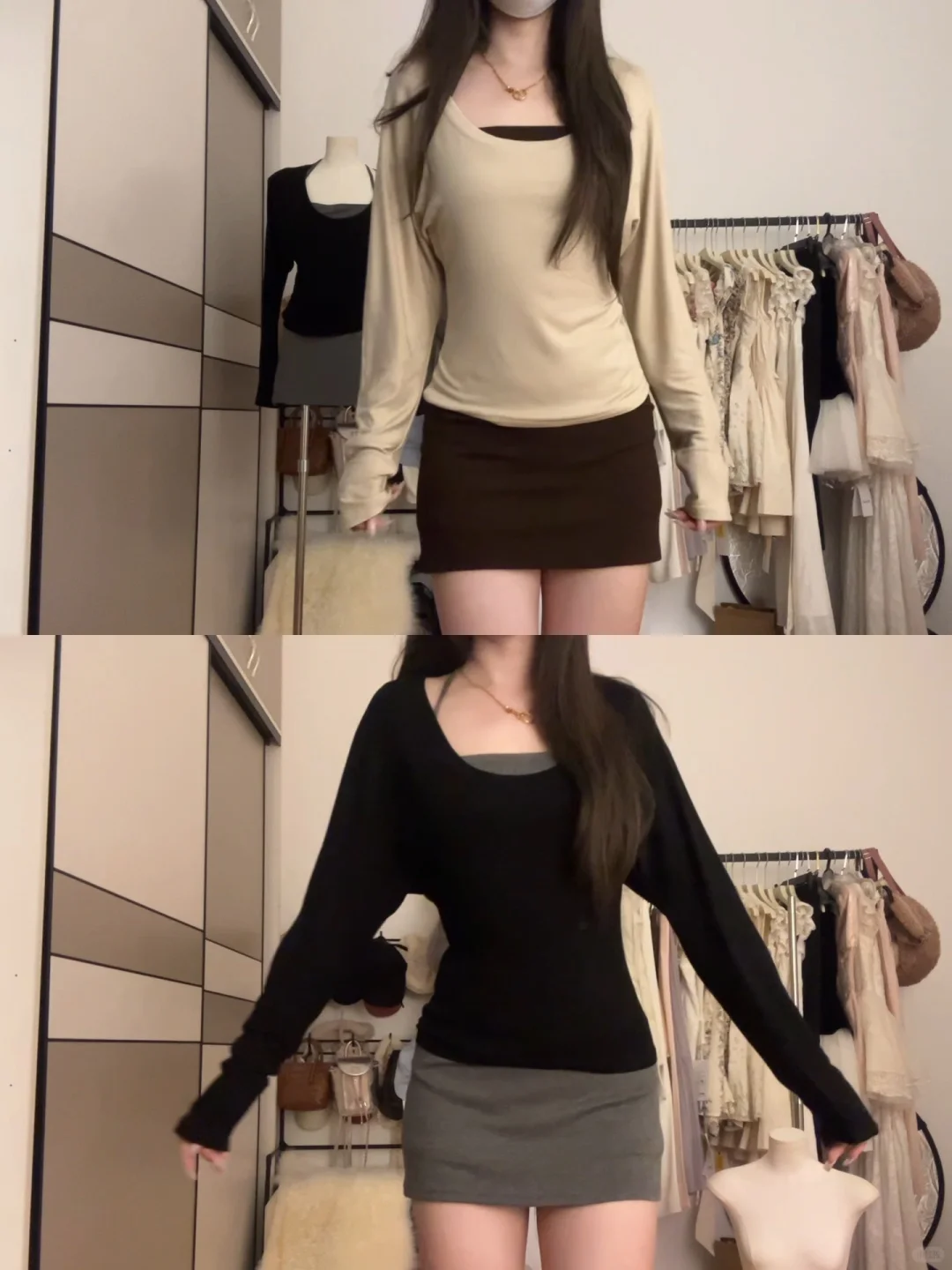 我的早秋穿搭~天丝罩衫➕包臀裙~两色现现