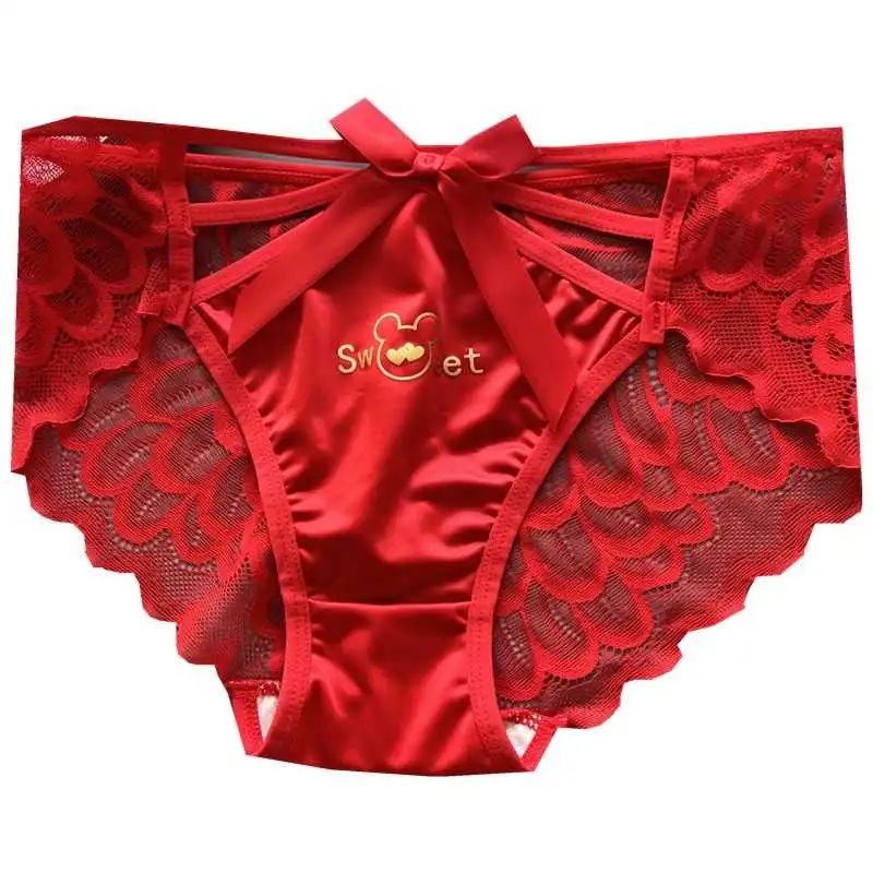 新品蕾丝甜美红色喜庆女士内裤礼盒装