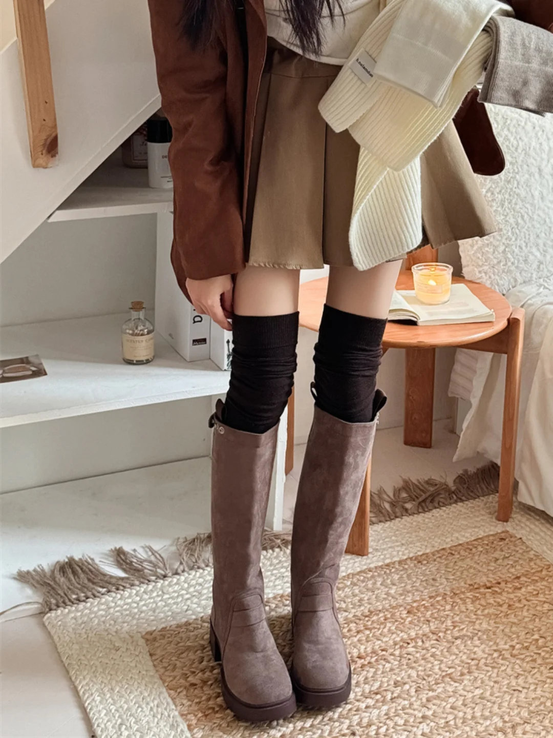 蚕丝羊毛过膝袜～