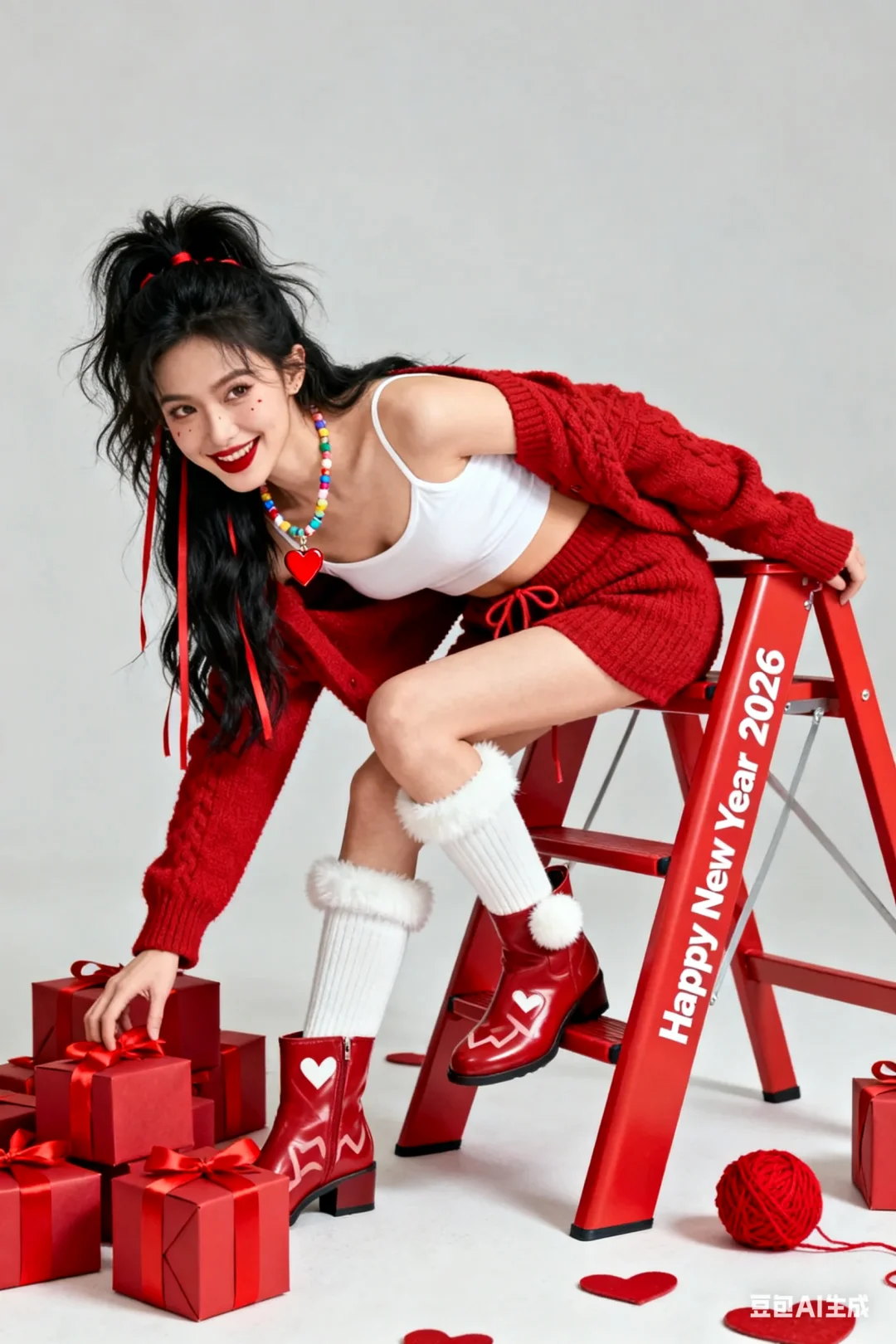 Ai写真●0元获得 2026新年红梯节节高写真！