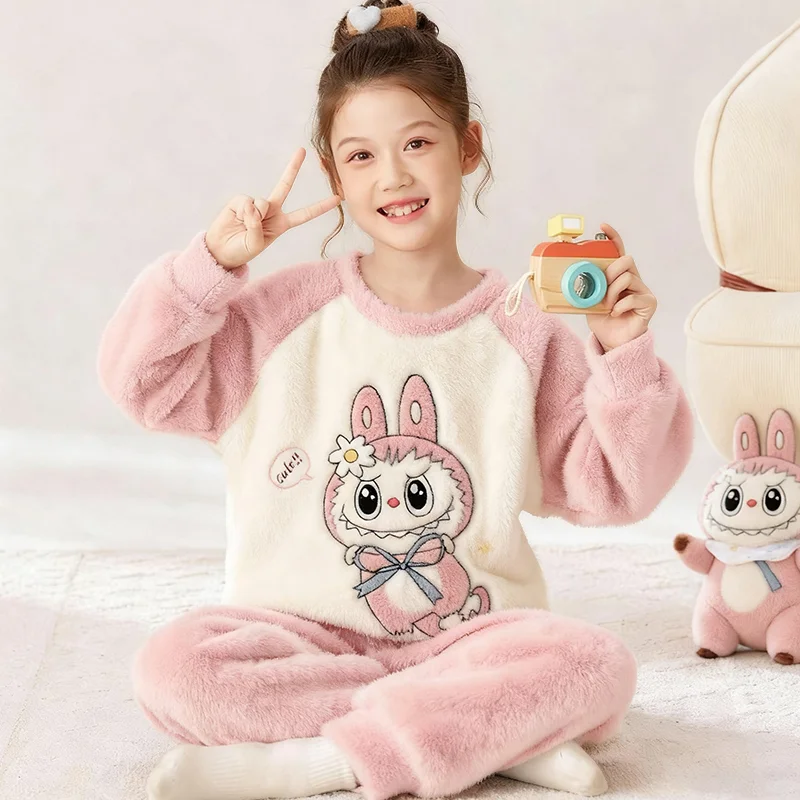 🔥儿童睡衣珊瑚绒法兰秋冬季加绒女童女