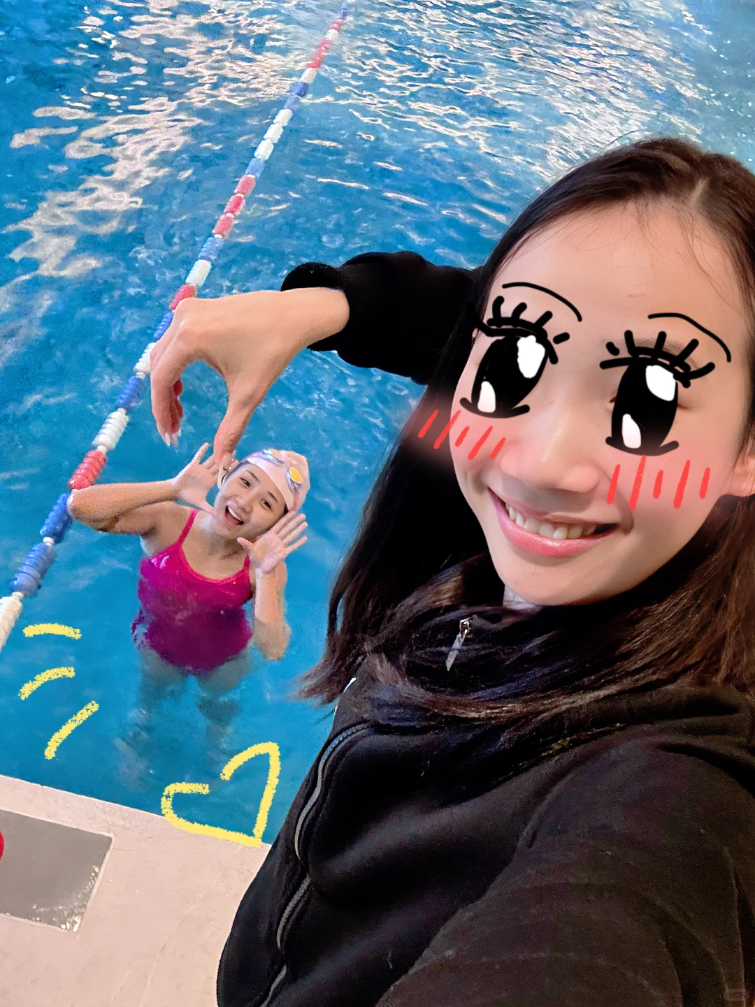 试试游泳和教练这么拍～